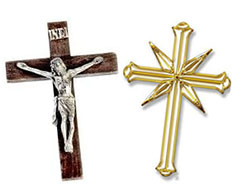 Křesťanský a scientologický kříž.